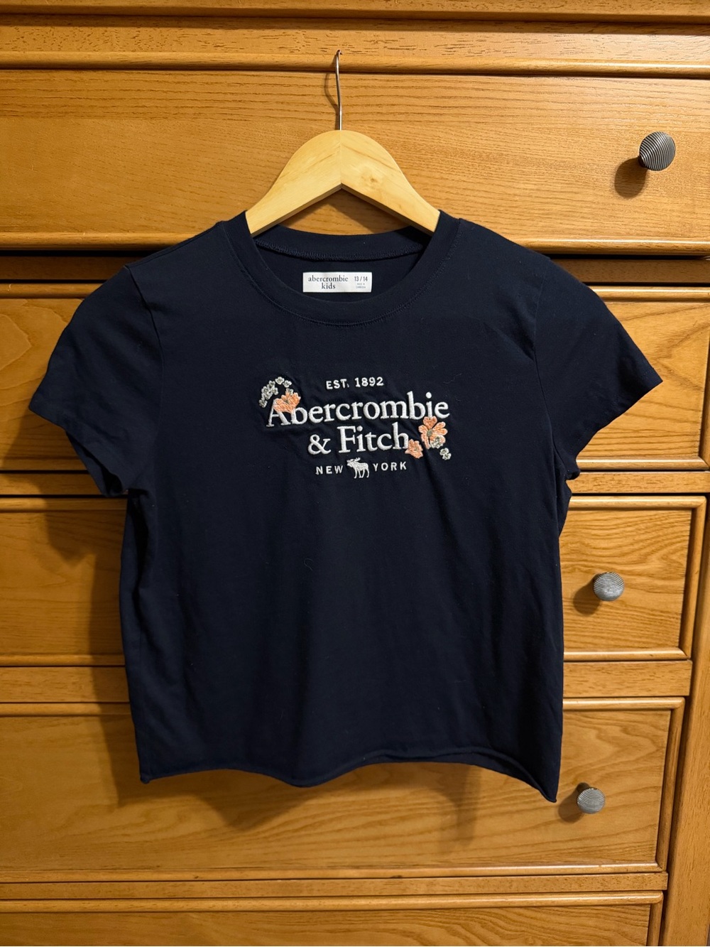 Abercrombie & Fitch Kids Navy Graphic Logo Crew Neck T-Shirt Short Sleeve 13/14
